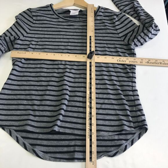 Cabi 3809 Womens Pivot Striped Tee Small Jersey Knit Black Gray Long Sleeve Crew - Picture 6 of 8